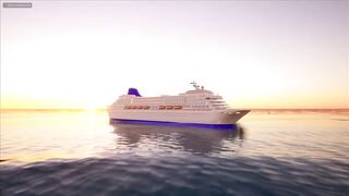 Cruise Ship at Unreal Engine. Preview of one of my 3D models, testing Water Body Ocean and Sun Sky.