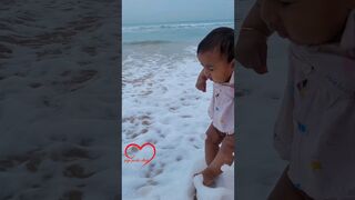 Baby's First beach bath ???? ???? #youtubeshorts #shortvideo #shorts