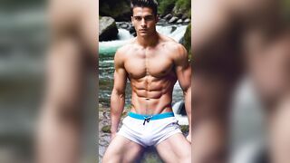 Waterfall Models | Hot Guys in Nature [2] | AI-Art