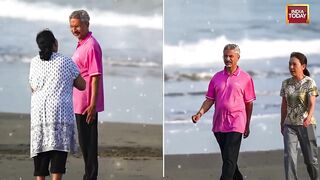 EAM Jaishankar Takes A Break From SCO, Walks On Goa Beach With Wife Kyoko