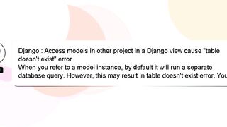 Django : Access models in other project in a Django view cause "table doesn't exist" error