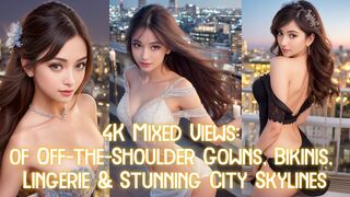 4K Mixed Views: of Off-the-Shoulder Gowns, Bikinis, Lingerie & Stunning City Skylines #ai #aibeauty