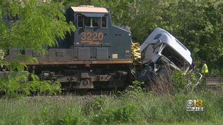 CSX train crashes with tractor-trailer in Baltimore County