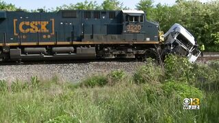 CSX train crashes with tractor-trailer in Baltimore County