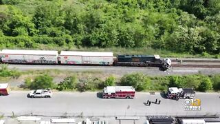 CSX train crashes with tractor-trailer in Baltimore County