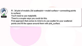 R : 3d plot of models (3d scatterplot + model surface + connecting points to surface)