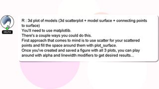 R : 3d plot of models (3d scatterplot + model surface + connecting points to surface)