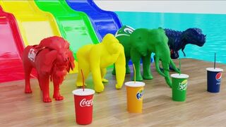 Choose Right Drink with Elephant Gorilla Cow Lion Dinosaur Wild Animals Games Fountain Crossing Game