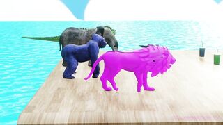 Choose Right Drink with Elephant Gorilla Cow Lion Dinosaur Wild Animals Games Fountain Crossing Game