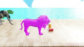 Choose Right Drink with Elephant Gorilla Cow Lion Dinosaur Wild Animals Games Fountain Crossing Game