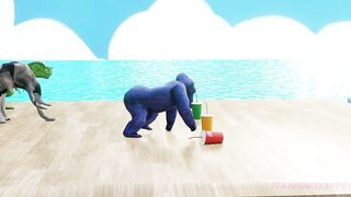 Choose Right Drink with Elephant Gorilla Cow Lion Dinosaur Wild Animals Games Fountain Crossing Game