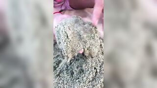 Making moon sand on the beach