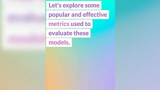 Top Metrics to Evaluate Machine Learning Models ! #shorts