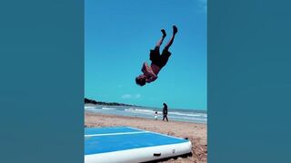 Aksa beach flip training on airtrack mat #breaking #nevergiveup #athlete #flip #beach