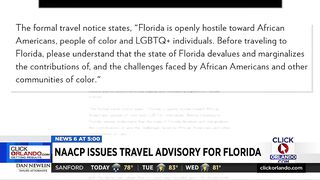 NAACP issues travel advisory for Florida claiming state is 'hostile territory'