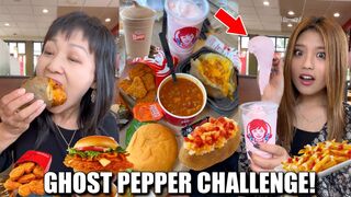 EATING WENDY'S FOOD CHALLENGE! *SPICY GHOST PEPPER CHICKEN SANDWICH!