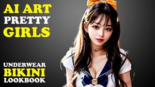 Sailor Moon 4K AI ART AI Pretty Girl Fashion Show Lingerie Underwear Lookbook Bikini