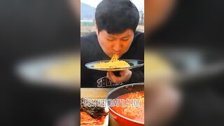 EXTRA HOT SPICY NOODLES #asmr #noodles #mukbang #shorts #food #eatingsounds #spicy #compilation