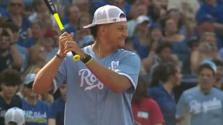 Patrick Mahomes at celebrity softball game