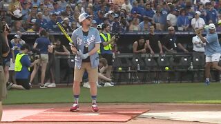 Patrick Mahomes at celebrity softball game