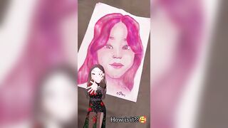 ????DRAWING WITH ONLY ONE COLOUR????(celebrity edition) #art #drawing #trendingshort #painting #jisoo