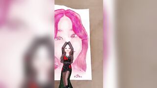 ????DRAWING WITH ONLY ONE COLOUR????(celebrity edition) #art #drawing #trendingshort #painting #jisoo