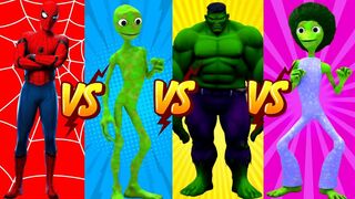 DANCE CHALLENGE spiderman vs hulk vs me kemaste - el taiger ???? Alien Green dance ????