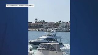 Stolen yacht crashes into docked boats in Newport Beach