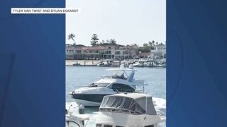 Stolen yacht crashes into docked boats in Newport Beach