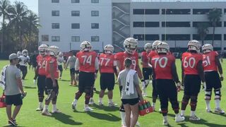 Miami Hurricanes practice March 11, 2022 offensive stretching