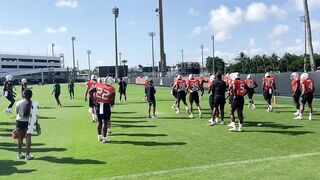 Miami Hurricanes practice March 11, 2022 offensive stretching