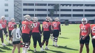 Miami Hurricanes practice March 11, 2022 offensive stretching