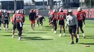 Miami Hurricanes practice March 11, 2022 offensive stretching