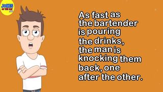 Funny Bar Joke: A man rushes into a bar and says, "Quick! Give me a pint of lager!"