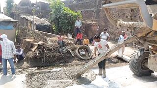 Construction A Concrete Road Stretching On Rural Fields With Ready-Mixed Concrete #vlog