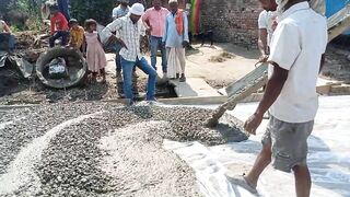 Construction A Concrete Road Stretching On Rural Fields With Ready-Mixed Concrete #vlog