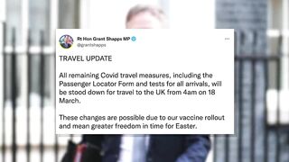 Covid latest: All remaining  travel restrictions for UK are scrapped by Government