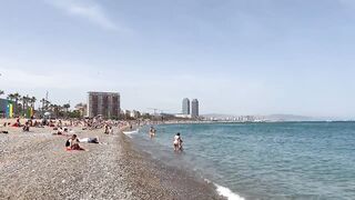 2023☀️???? Barcelona the BEST BEACH in the World | Walk the Beaches of Spain