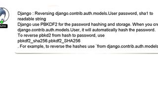 Django : Reversing django.contrib.auth.models.User password, sha1 to readable string