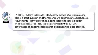 PYTHON : Adding indexes to SQLAlchemy models after table creation