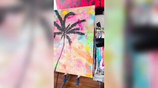 Party At Sunset. #Palmtree #beach #beachvibes #art #artwork #painting #coastal #spraypaint #sunset