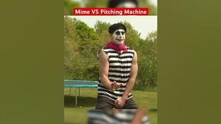 Mime VS Pitching Machine to the BALLS… #comedy #funny #baseball