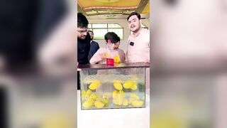 Eating Mangoes Funny Bottle Flip Challenge