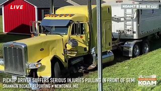 Pickup pulls into path of tractor-trailer, driver suffers serious injuries in crash