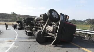 San Diego: I-15 Flipped Semi Truck w/ Trailer 06172023