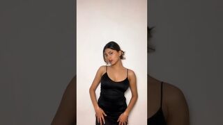 satin Black slip dress - lingerie try on