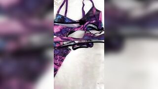 303258 Tie-Dye Mesh Sexy Lingerie Set with 5 Pieces, including Gloves and Mesh Thigh-High Stockings