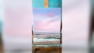 Oil Painting draw a beach painting ????️ap ghar pr drawing kayse kare2023#painting#art#shorts #viral