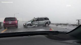 Coast Guard searches for 1 person after tractor-trailer drives off Chesapeake Bay Bridge-Tunnel