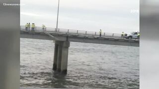 Coast Guard searches for 1 person after tractor-trailer drives off Chesapeake Bay Bridge-Tunnel